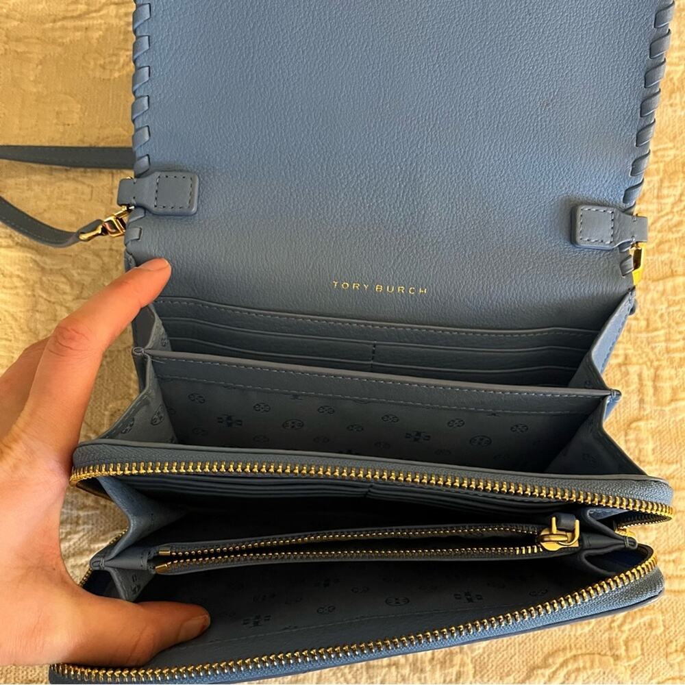 Tory Burch Marion Leather Crossbody Bag Blue Classic Quiet luxury - Picture 6 of 13